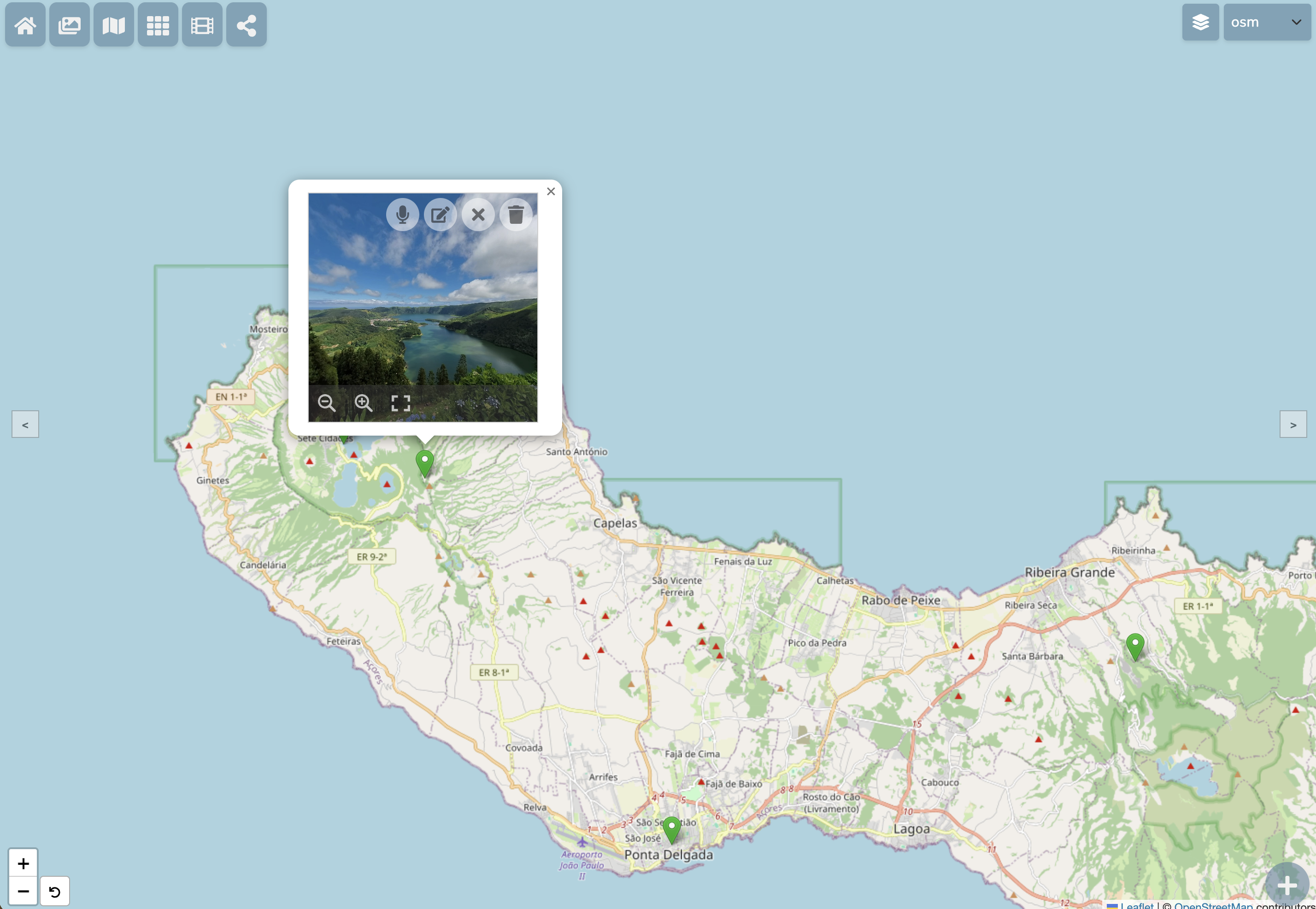 Express map view with media markers
